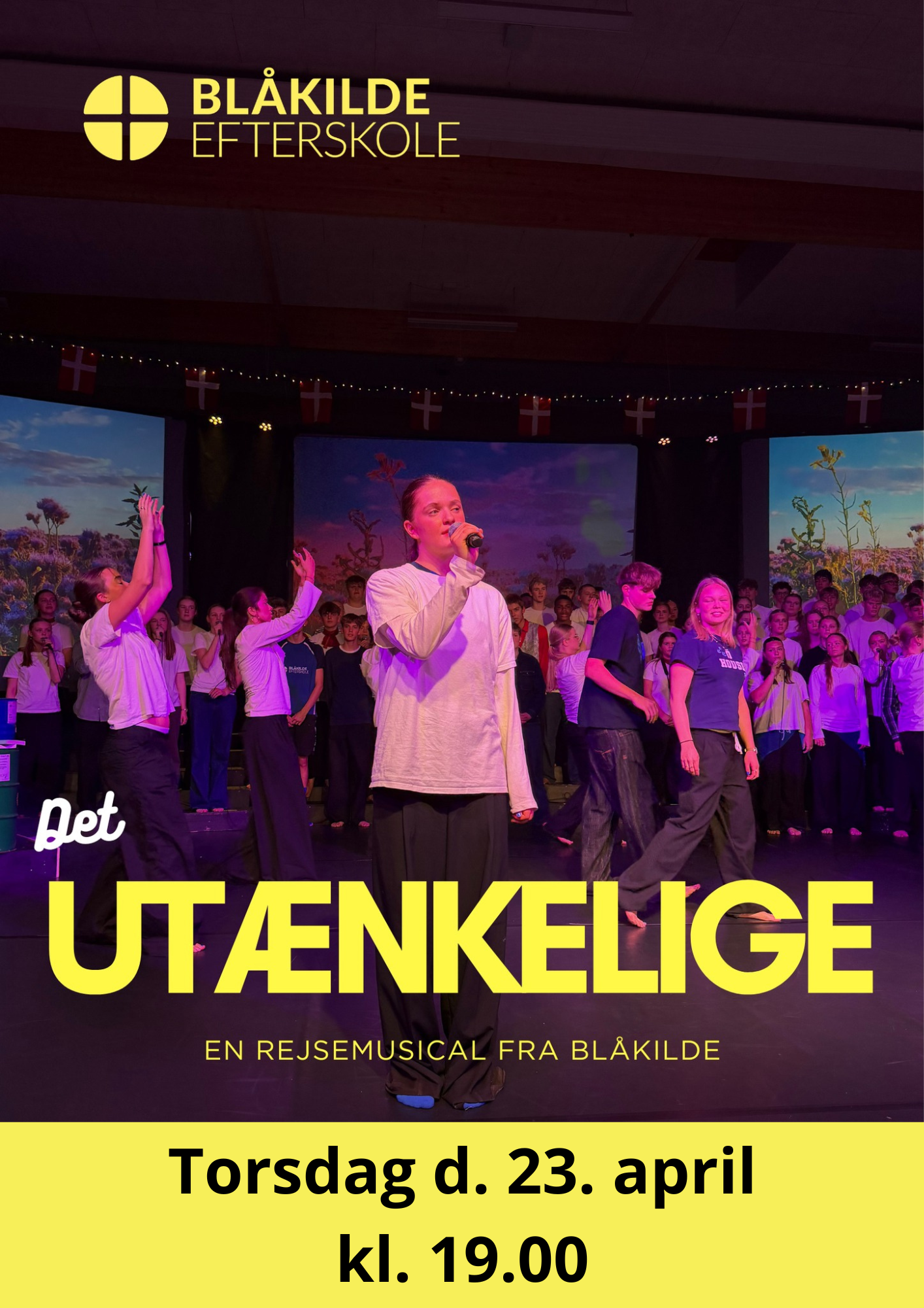 Blåkilde Efterskole kommer med sin Rejsemusical torsdag d. 23. april kl. 19.00.
Det utænkelige
Biblioteket er et mødested for mange: Avislæsere og bevidste analoge unge, strikkeklub og gamere, pensionister og studerende. Det er et tilsyneladende trygt og roligt sted skærmet for omverdenen. Men også her presser frygten for klimaforandringerne, venturekapitalisternes lidt for smarte idérigdom og konsekvenserne af ulighed sig på. Hvordan møder man som ung og voksen de udfordringer, og hvordan folder man sig ud mellem fakta og fiktion, ensomhed og fællesskab?
