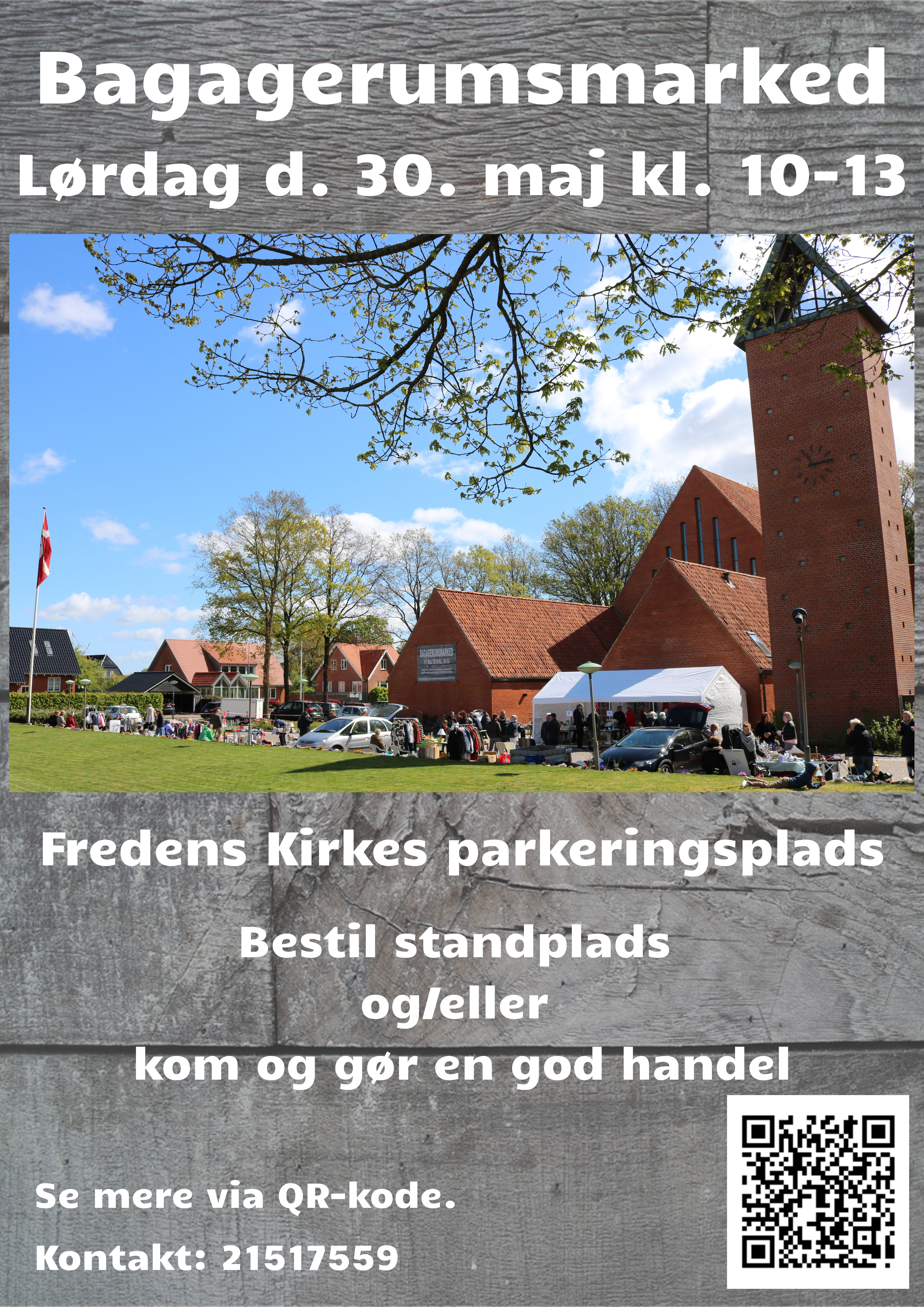  Bagagerumsmarked

På kirkepladsen d. 30. maj 2026

Kl. 10.00 - 13.00.

Kom og gør en god handel.